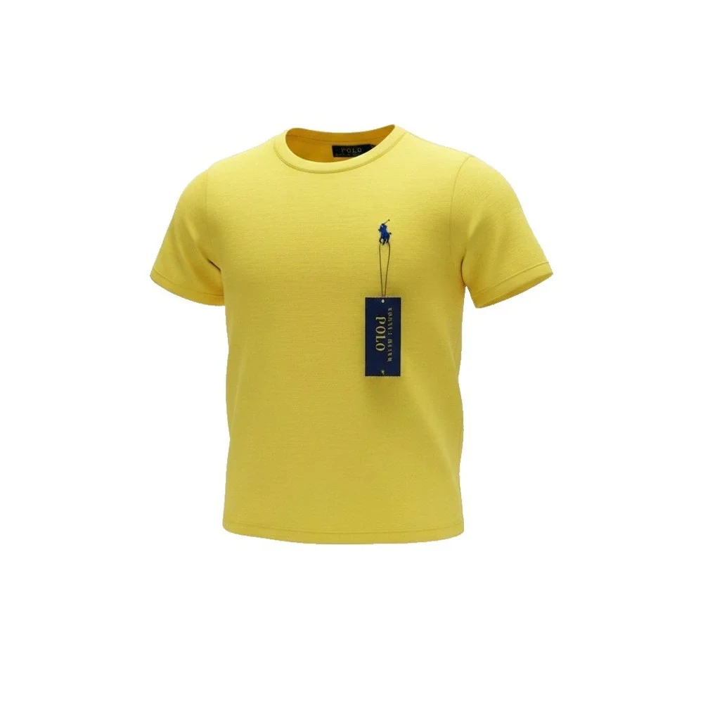 Polo Ralph Lauren Boys T-Shirt Top Yellow Navy Blue Logo 3/3T